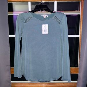 Greenish-blue long sleeve shirt, brand new with tags